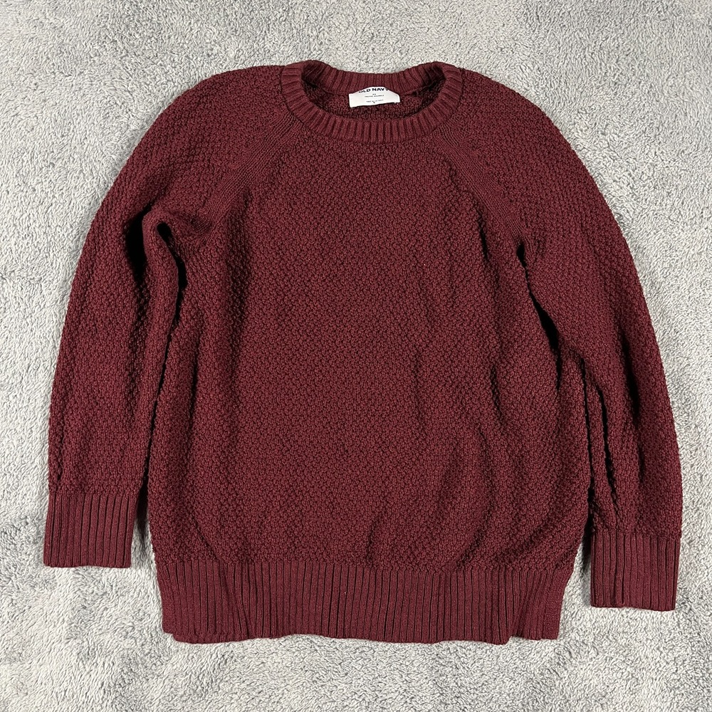 Old Navy Sweater Womens XS Maroon Red Textured Long Sleeve Crew Neck Pullover